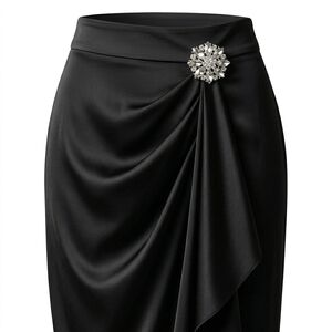 SHEIN MOTF Premium Black Satin Maxi Skirt Large